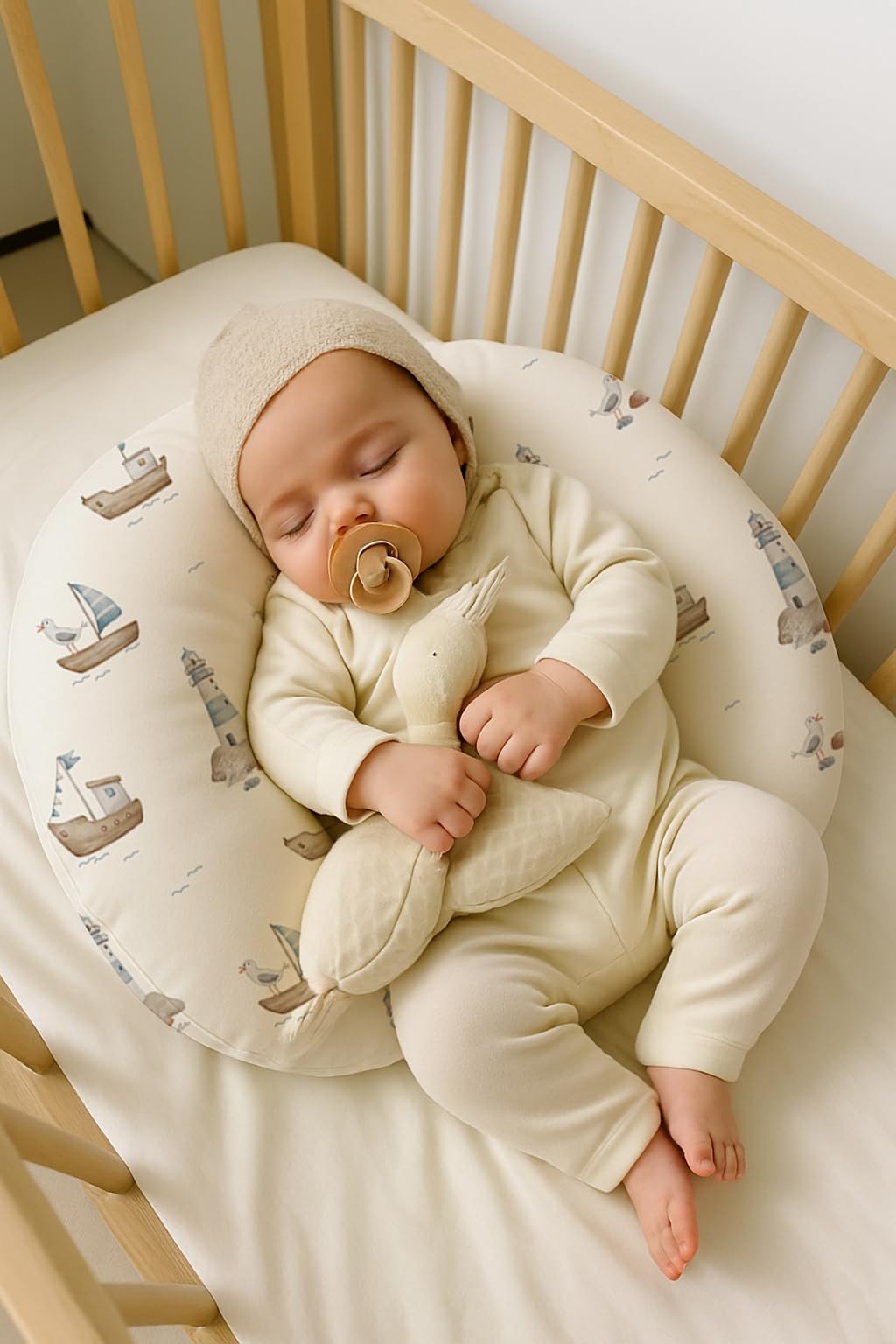 Woodiville Nursing Pillow Cover Sailing Waves quick-swaps after spit-up visuals.