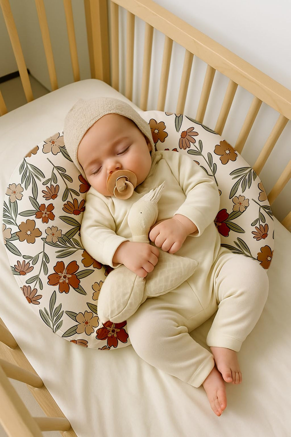 Woodiville nursing pillow covers easy-clean-fabric made for busy parents.