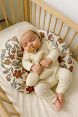 Woodiville nursing pillow covers easy-clean-fabric made for busy parents.