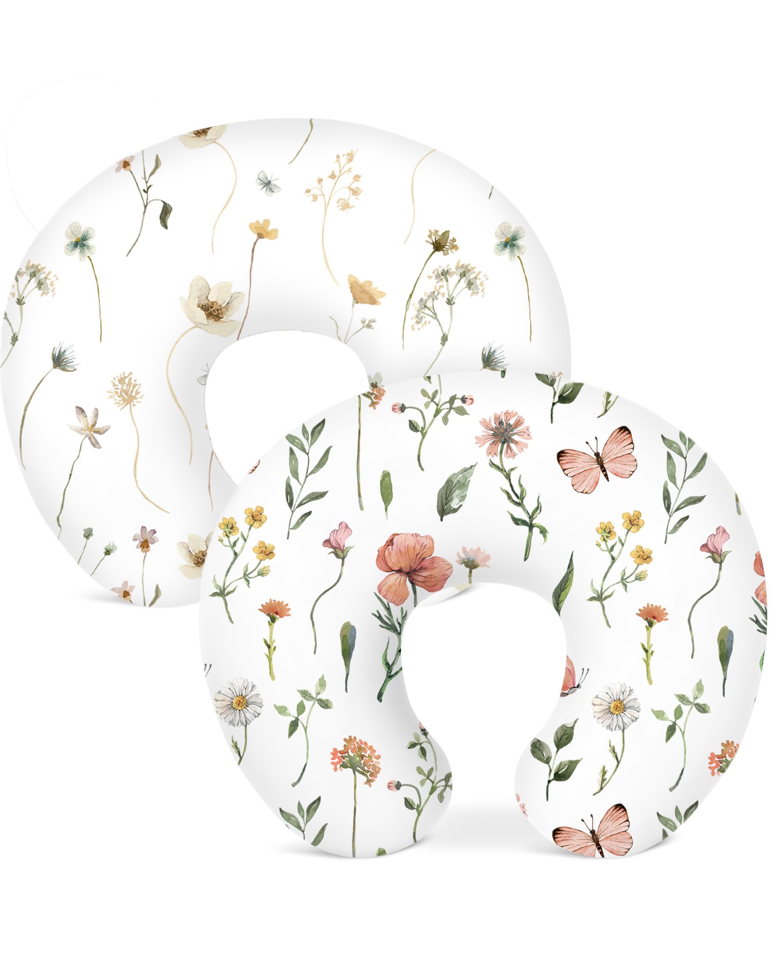 Woodiville nursing pillow covers show soft-stretchy fabric for baby comfort during feeds.