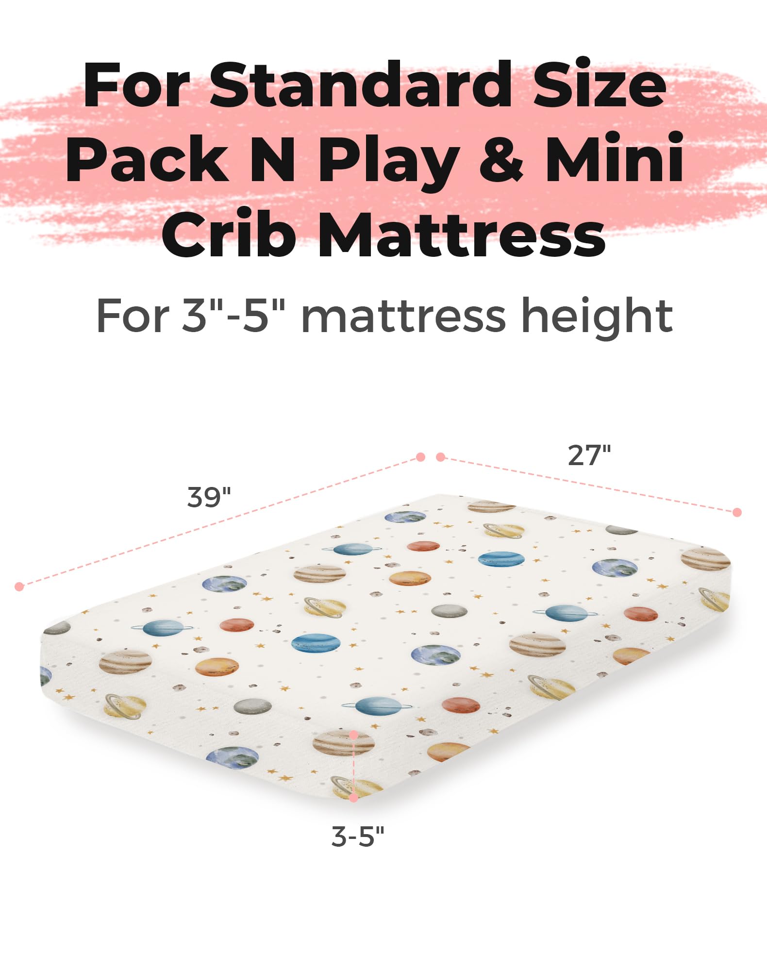Woodiville Pack N Play Sheets Sage Trail elastic-band fit demonstrates secure grip.