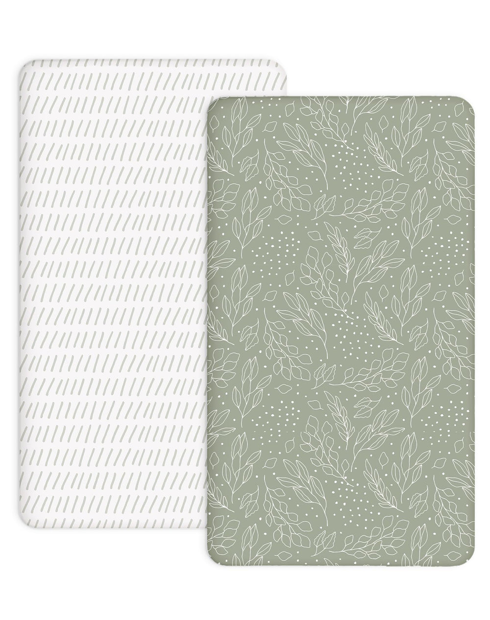 Woodiville Pack N Play Sheets Sage Trail knit closeup shows silky, breathable fabric.
