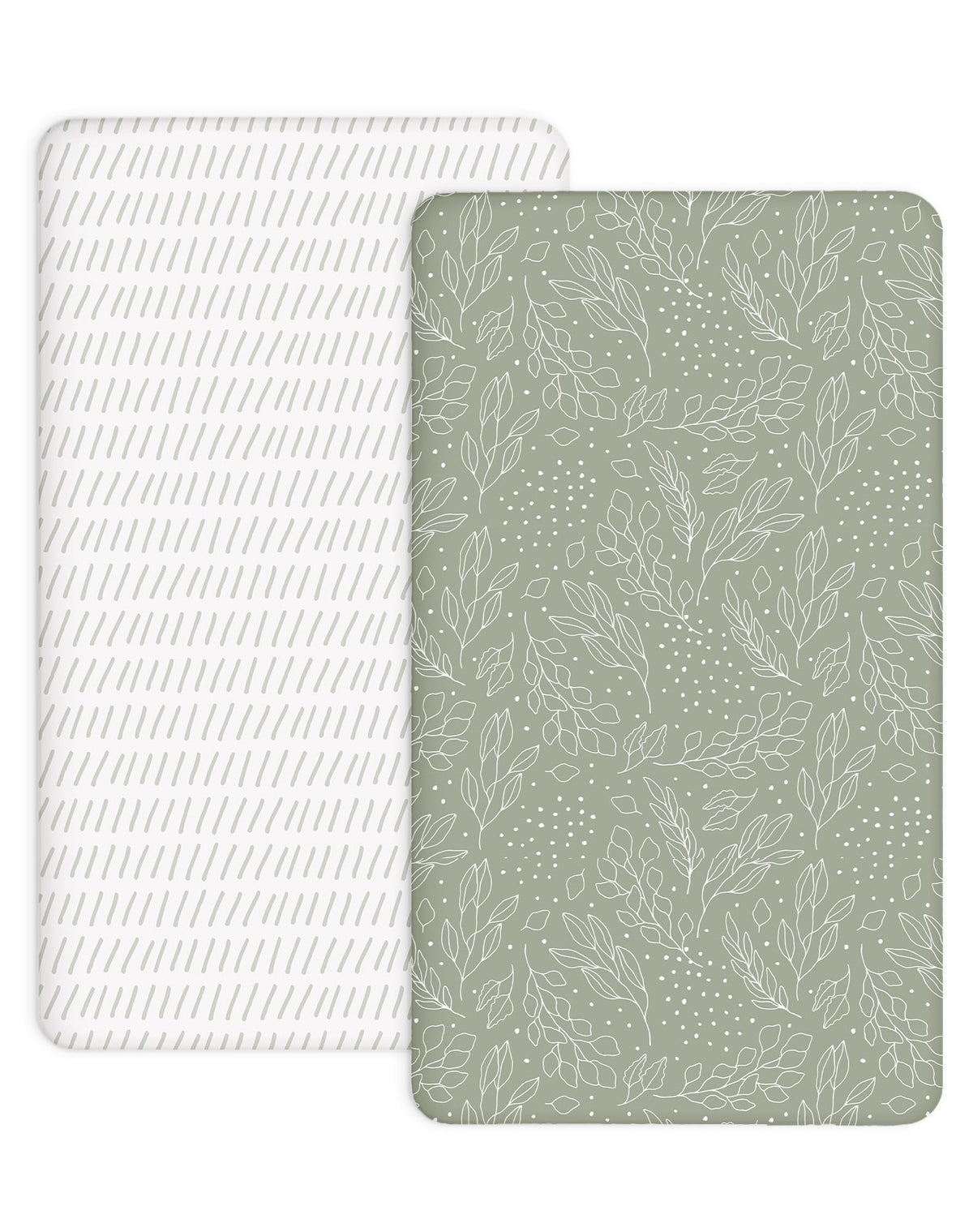 Woodiville Pack N Play Sheets Sage Trail knit closeup shows silky, breathable fabric.