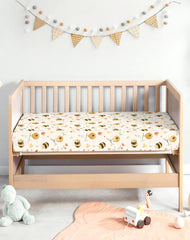 Woodiville Pack N Play Sheets Sage Trail stain-pattern hides minor marks.