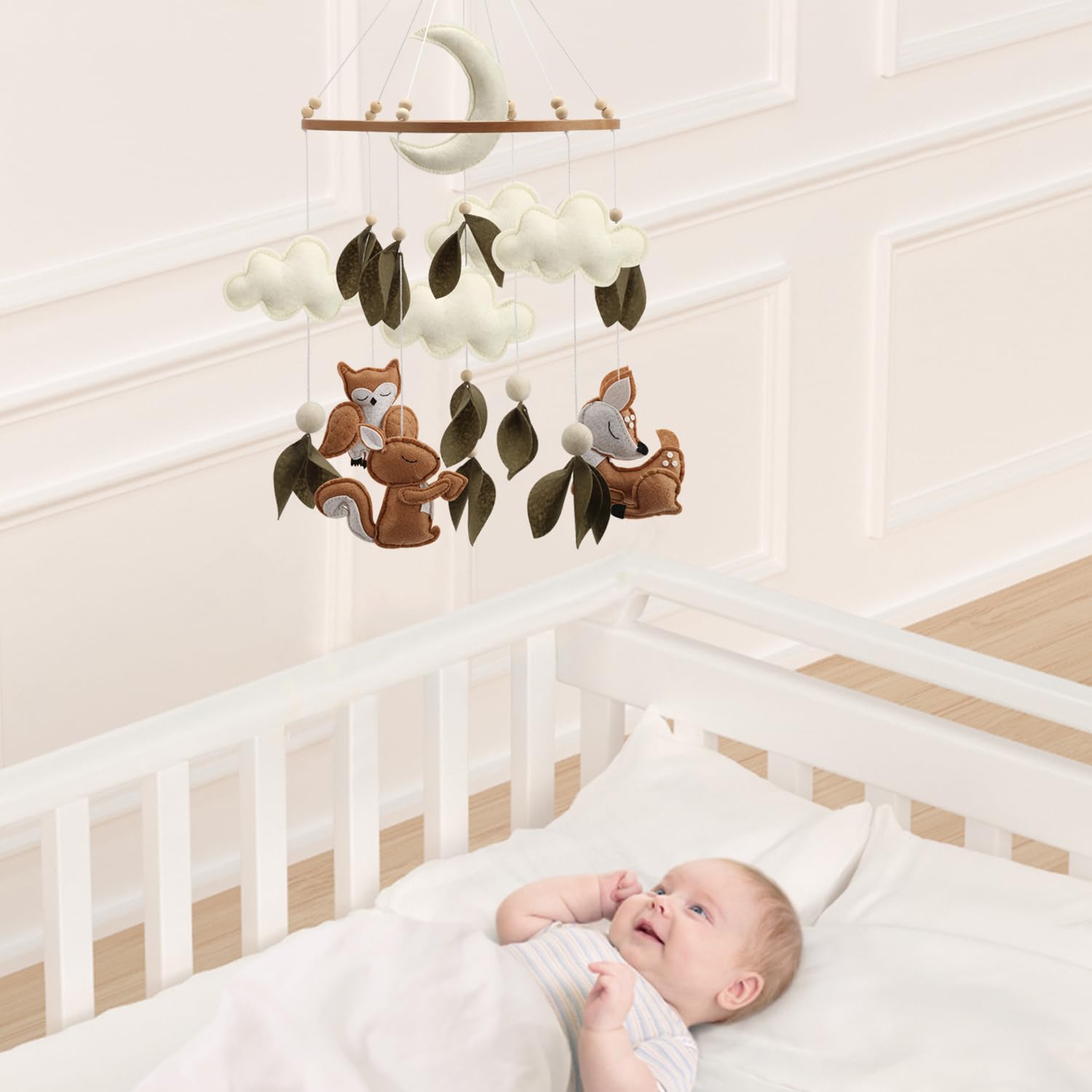 Woodland Animals Baby Mobile nursery-colors complement Boho woodland decor.