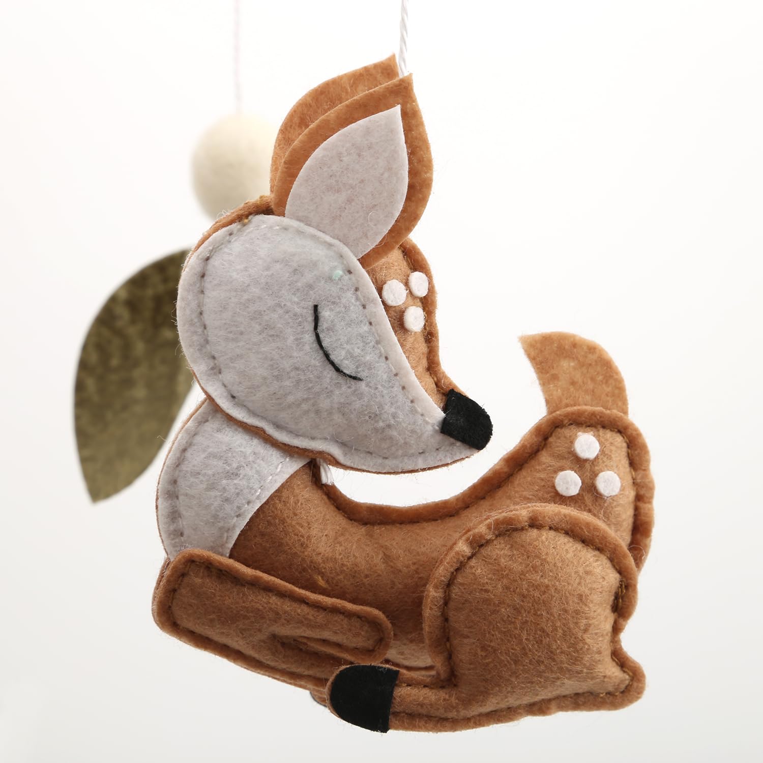 Woodland Animals Baby Mobile soft-felt-pieces provide gentle texture.