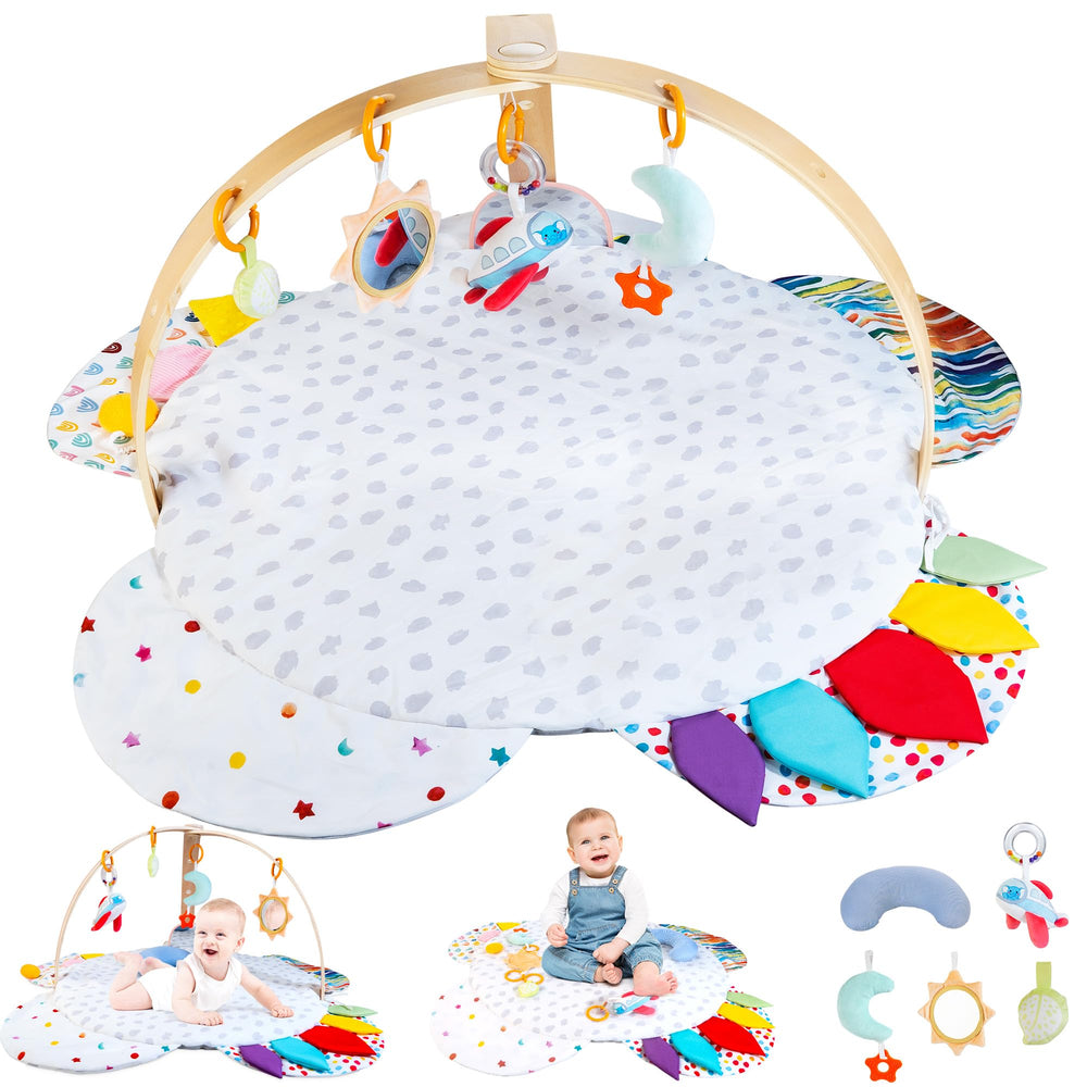 WOODMAM baby play gym setup with wooden arch for quick assembly