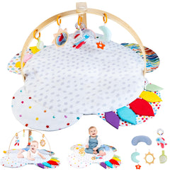 WOODMAM baby play gym setup with wooden arch for quick assembly