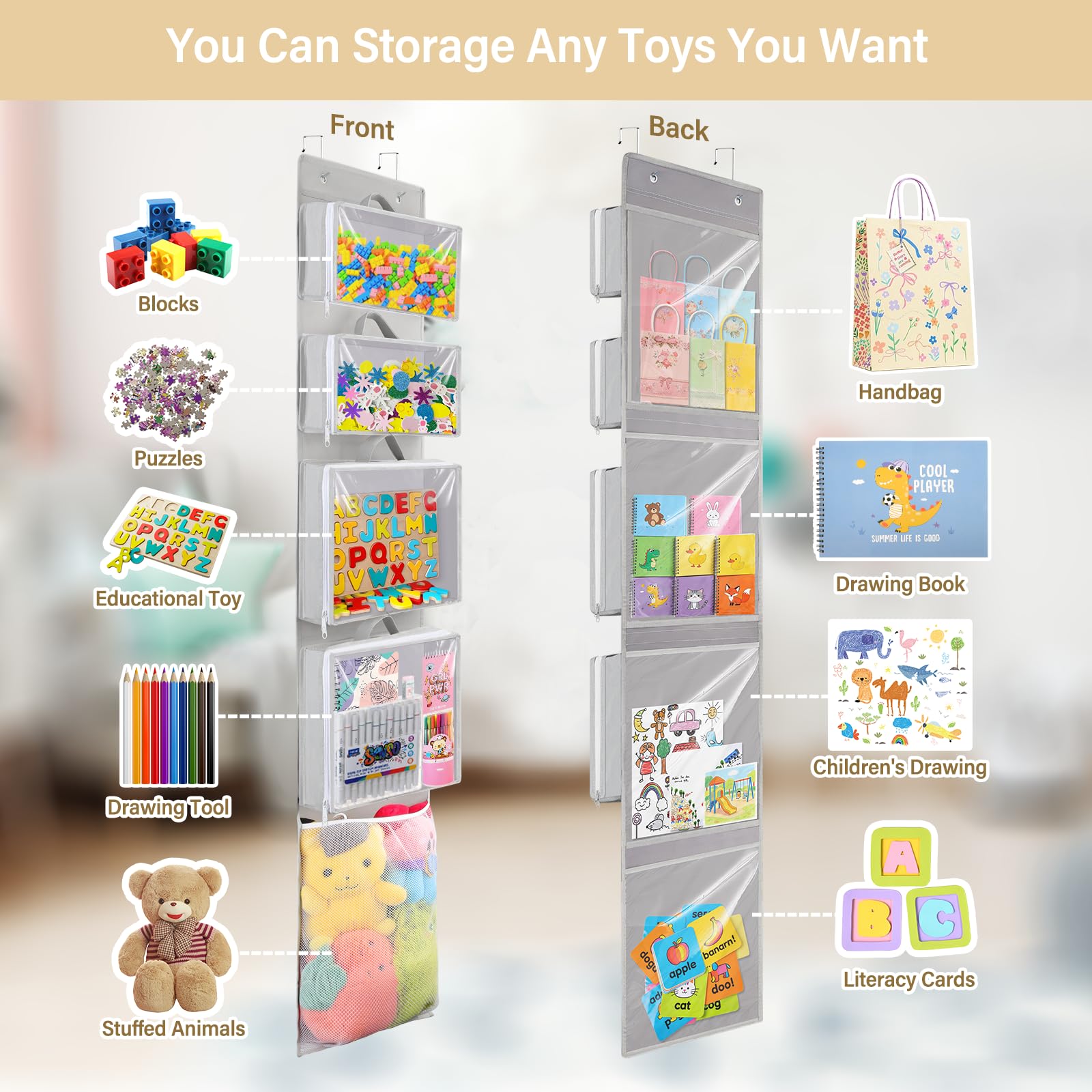 Woodoulogy door-hanging setup suits kids' rooms for easy tidy-up