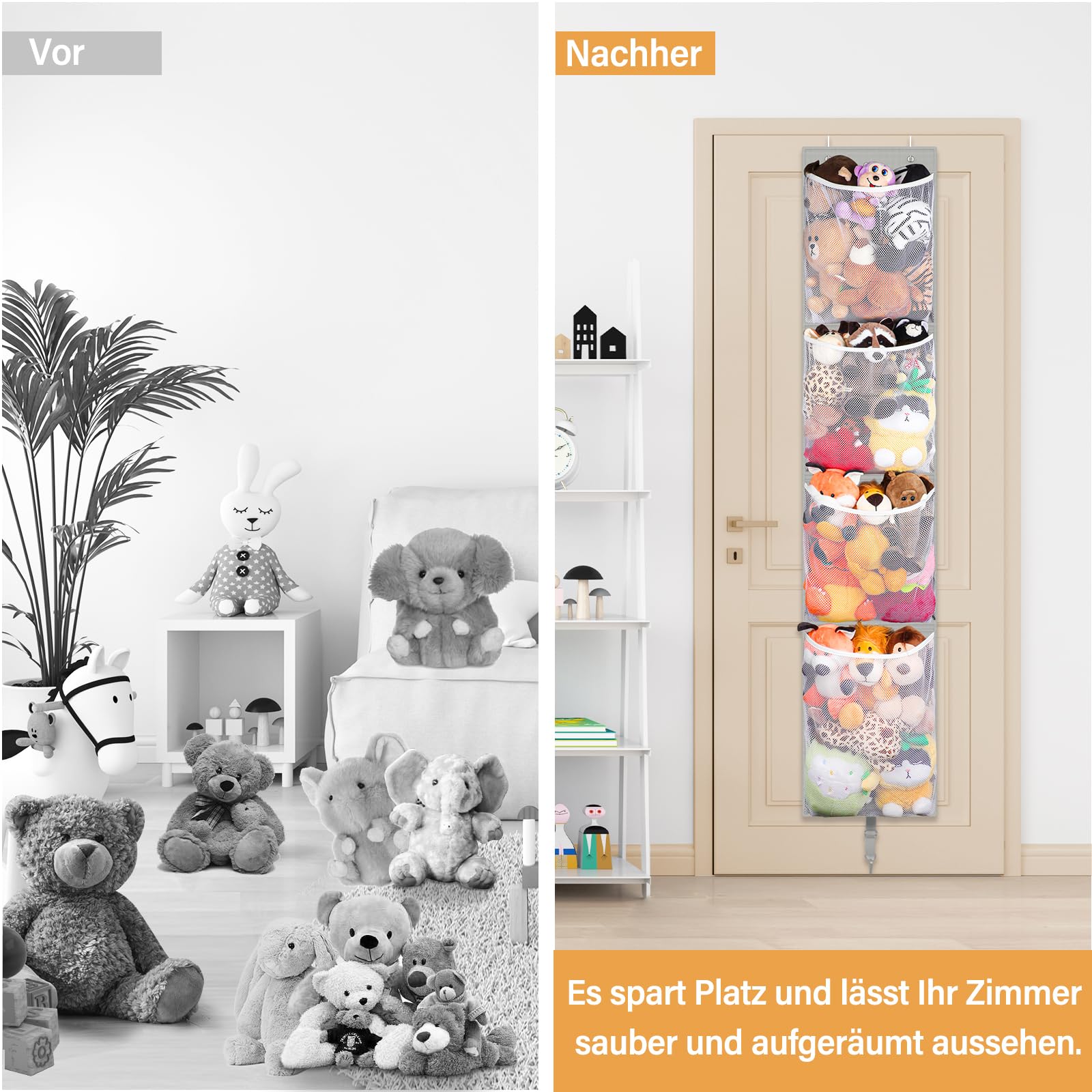 Woodoulogy door-hanging toy storage on wall mount keeps toys organized