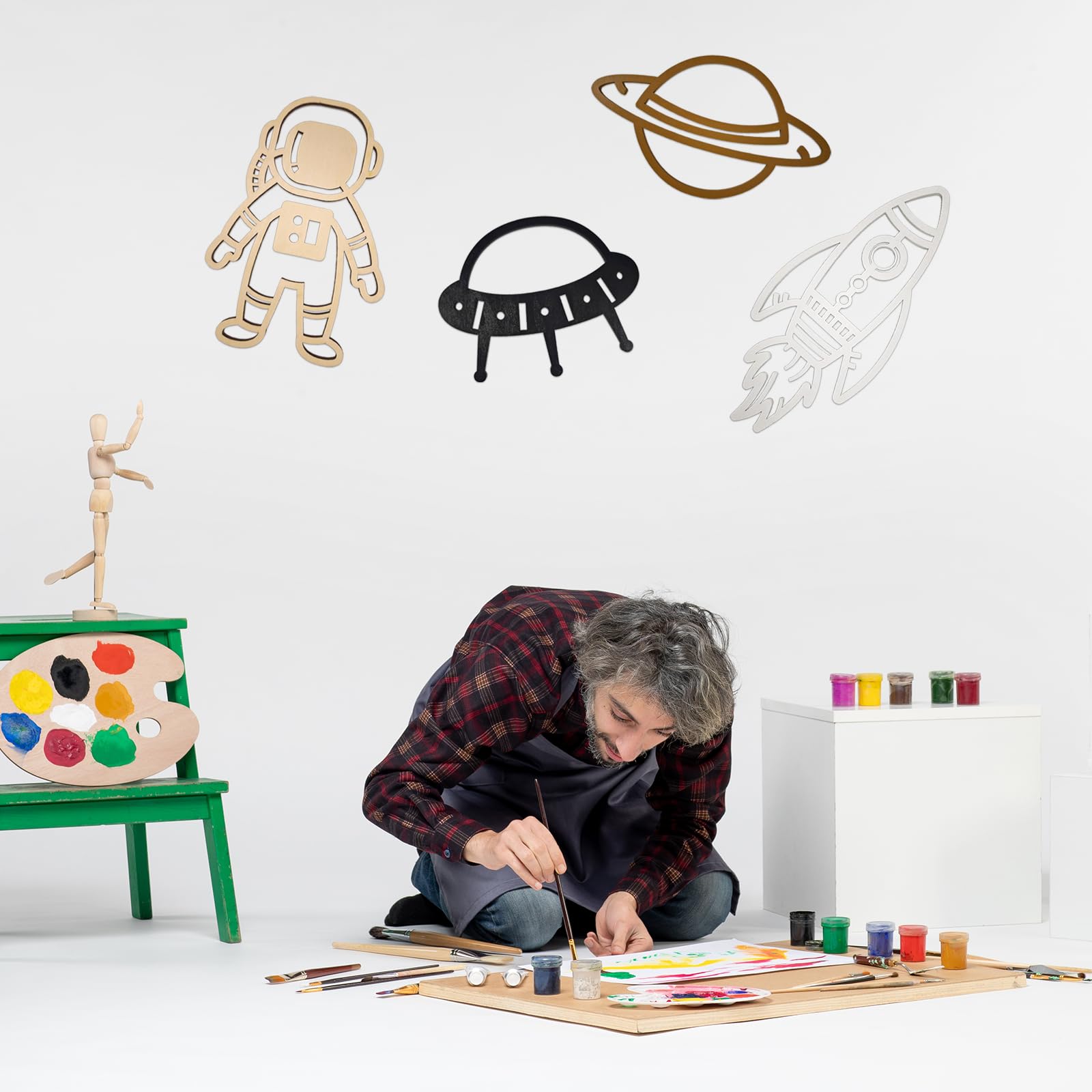 Woodounai Space Quartet rocket wall decor adds dynamic action to kids' bedrooms