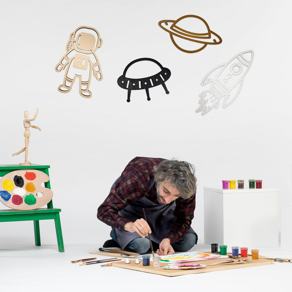 Woodounai Space Quartet rocket wall decor adds dynamic action to kids' bedrooms