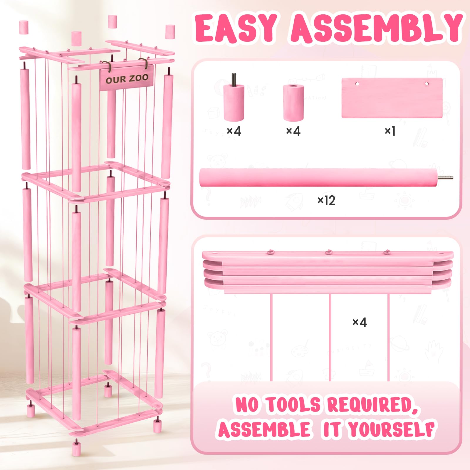 Woodure stuffed animal storage daily-use demonstrating easy access for bedtime plush routines