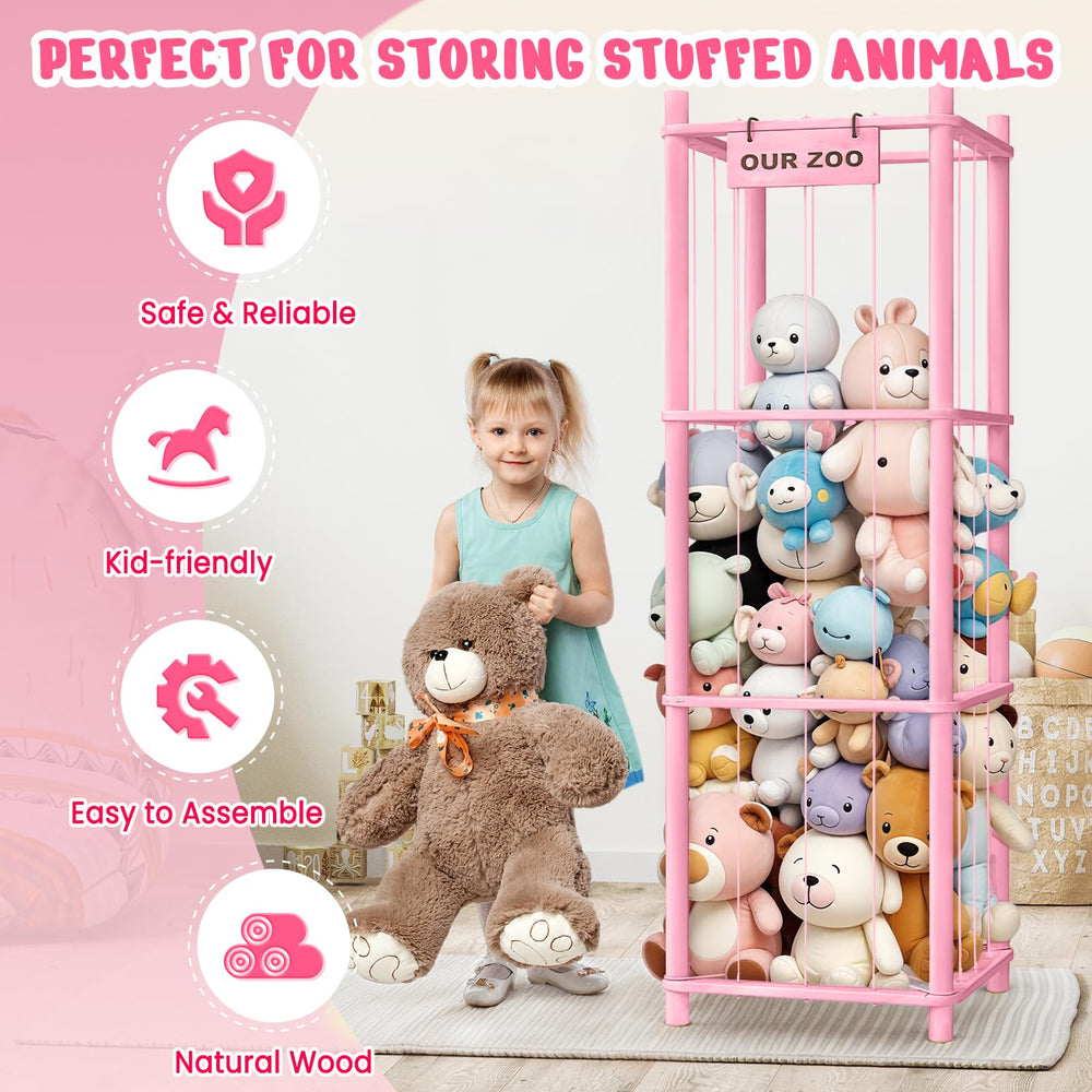Woodure stuffed animal storage zoo-detail highlighting sturdy design and play-friendly features