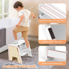 Woodure step stool with anti-slip base stays steady on any floor for toddlers.