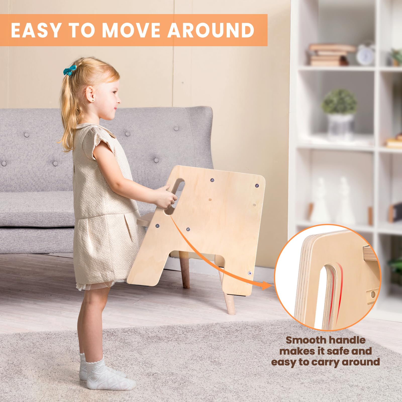 Woodure step stool with slip-resistant base ensures stability on any floor
