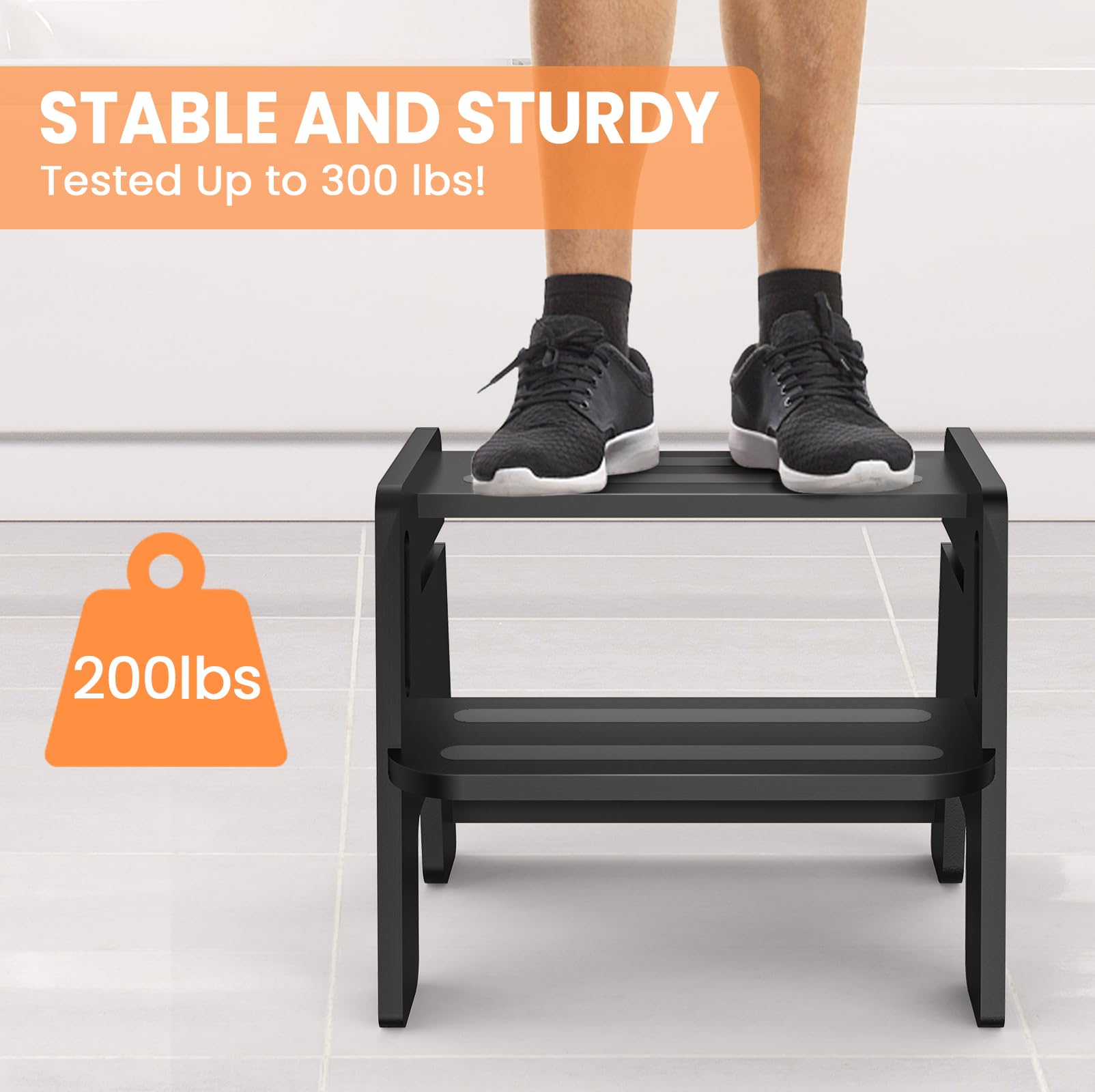 Woodure toddler step stool stain-resistant surface facilitates quick, easy cleaning.