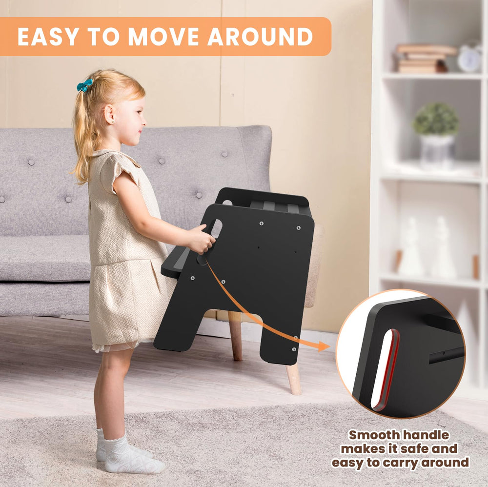 Woodure toddler step stool wood grain closeup emphasizes natural, durable material.