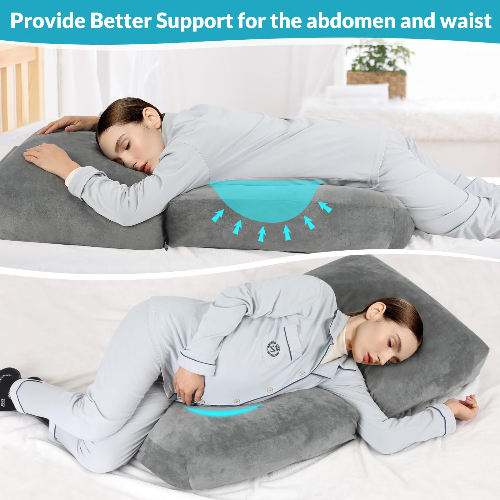 WOODWORD multifunction pillow adapts for stomach, back and leg comfort