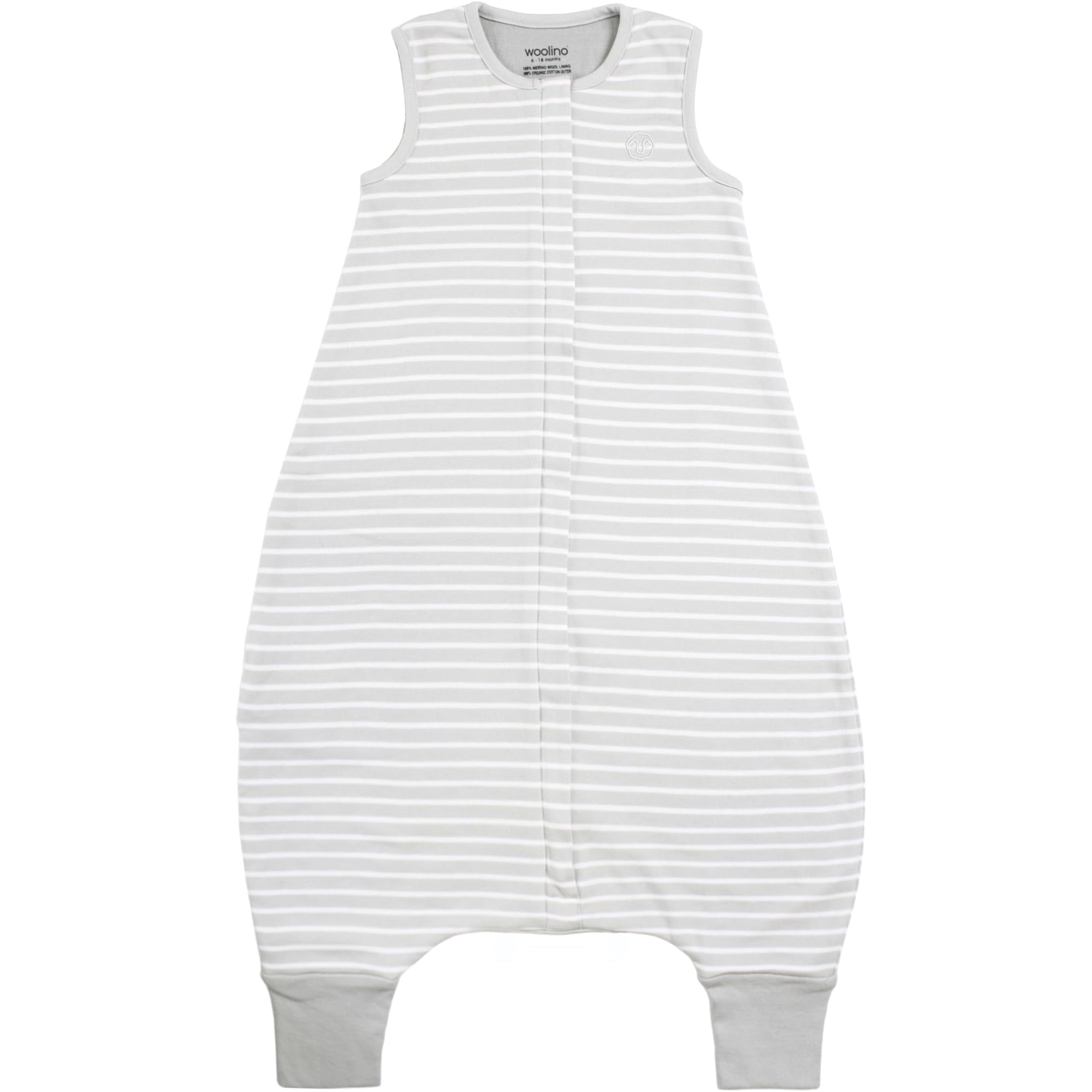 Woolino 4-season sleep bag Birch Gray with foot-open design supports mobility.