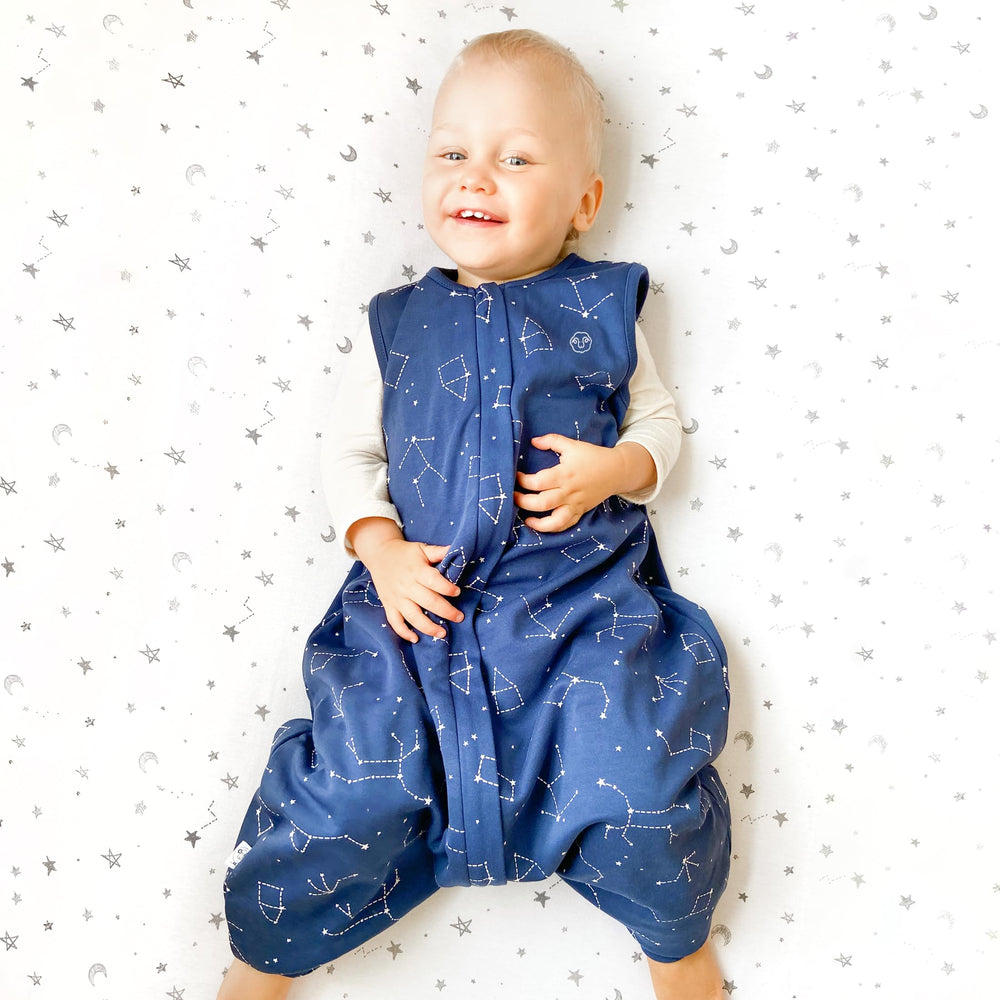 Woolino Night Sky foot openings allow feet to tuck in for comfort.