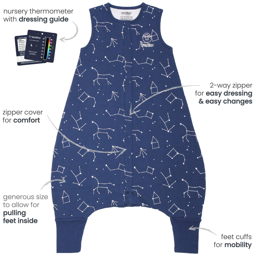 Woolino baby sleeping bag 6-18m fits comfortably with room to grow.