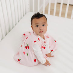 Woolino Ecolino Sleep Sack in crib demonstrates secure coverage during night sleep.
