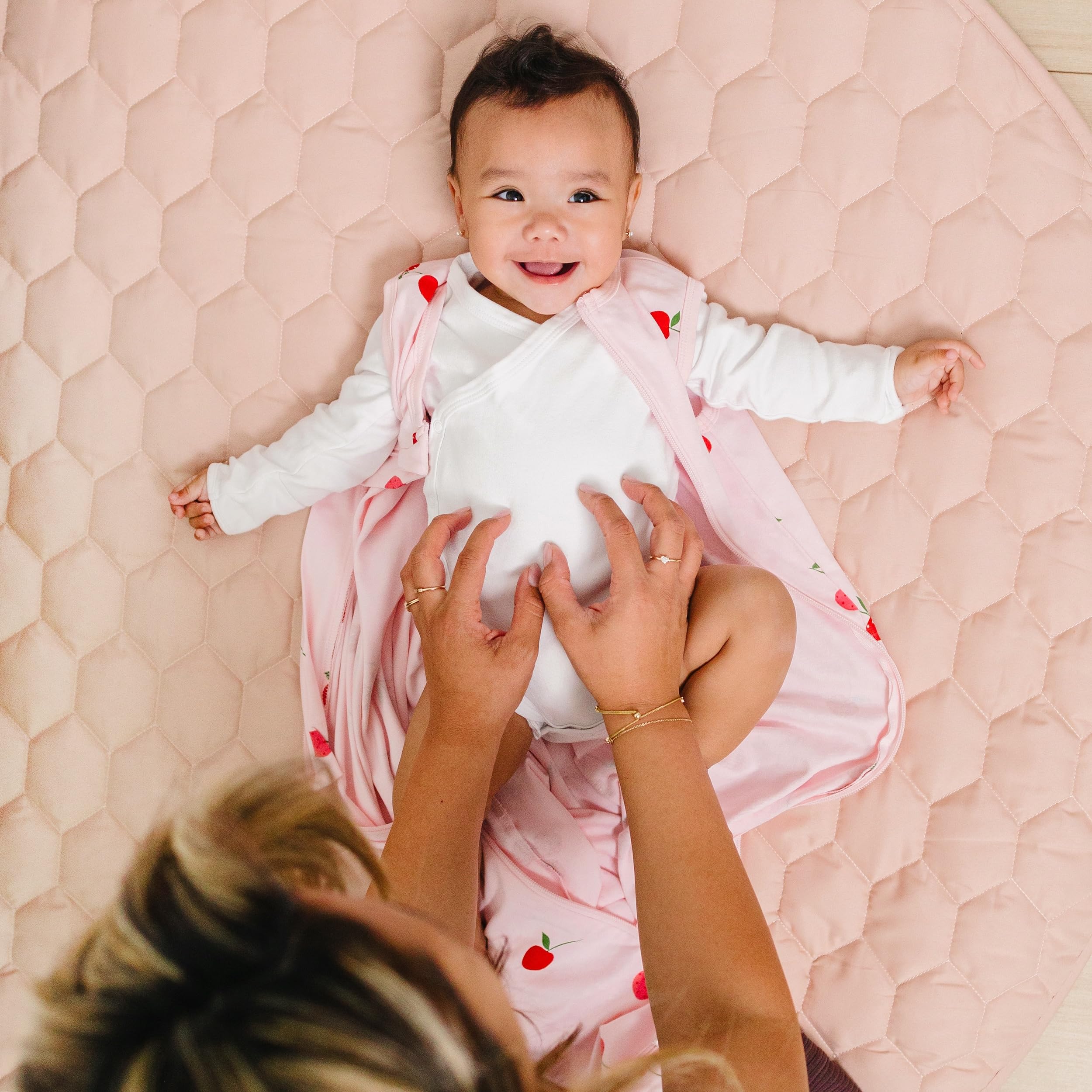 Woolino Ecolino sleep sack interior zipper guard protects baby's delicate skin.