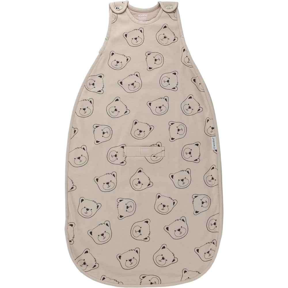 Woolino front-view merino sleep sack shows cozy lining for year-round warmth.
