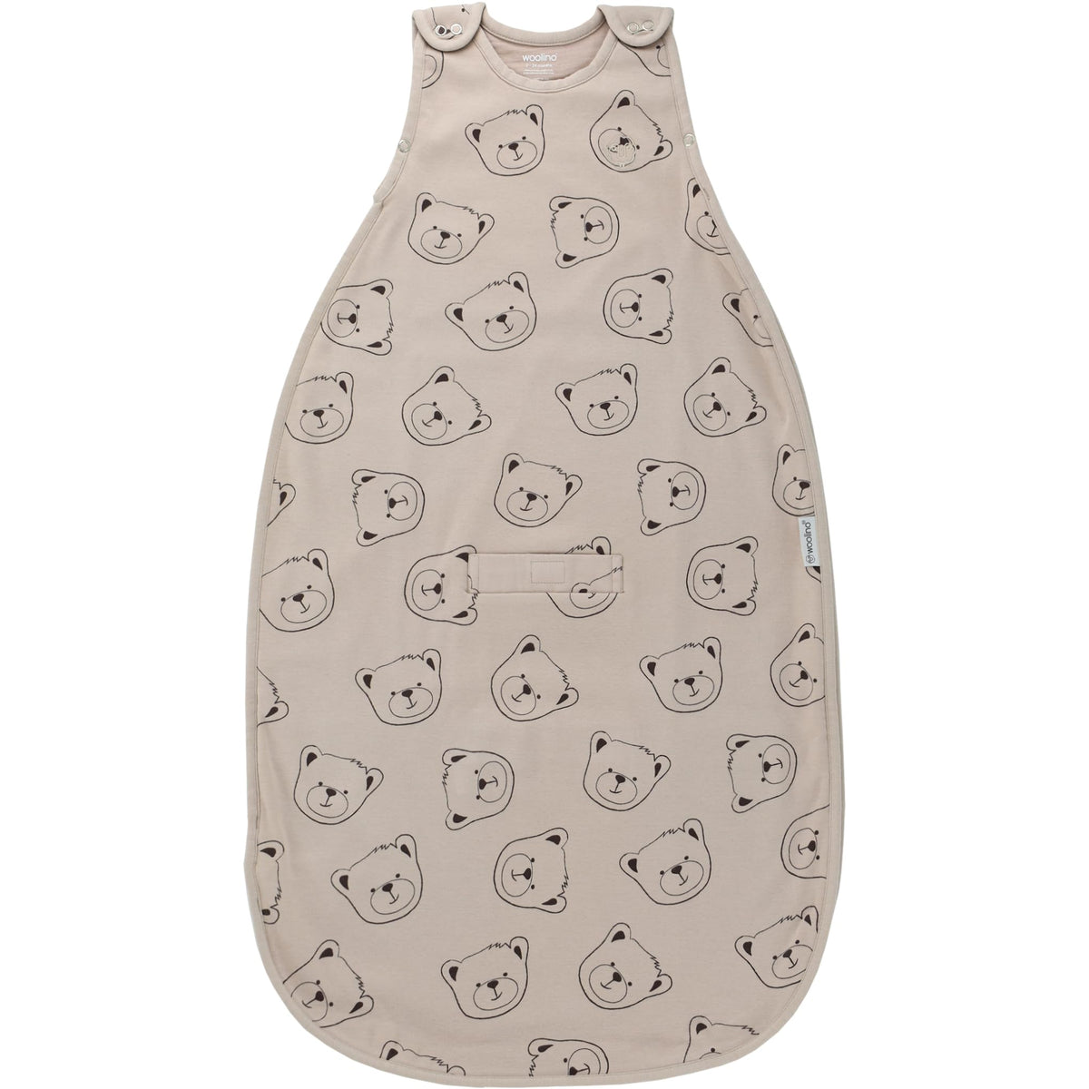 Woolino front-view merino sleep sack shows cozy lining for year-round warmth.
