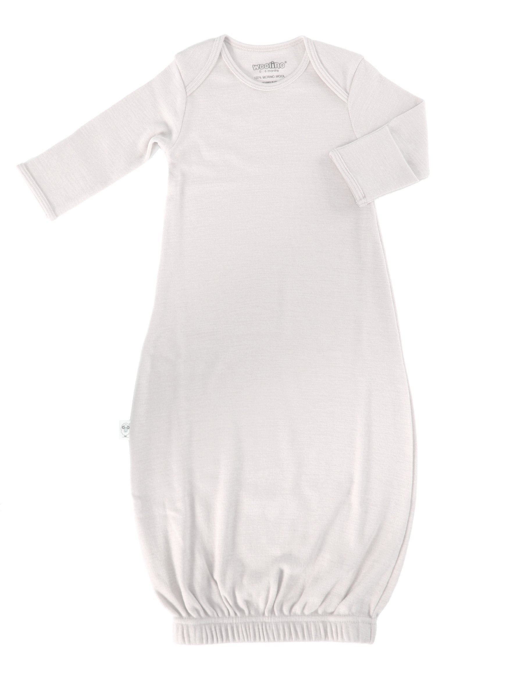 Woolino Infant Nightgown closeup of 100% Merino fabric showing breathable softness.