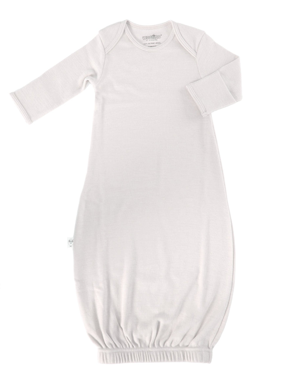 Woolino Infant Nightgown closeup of 100% Merino fabric showing breathable softness.