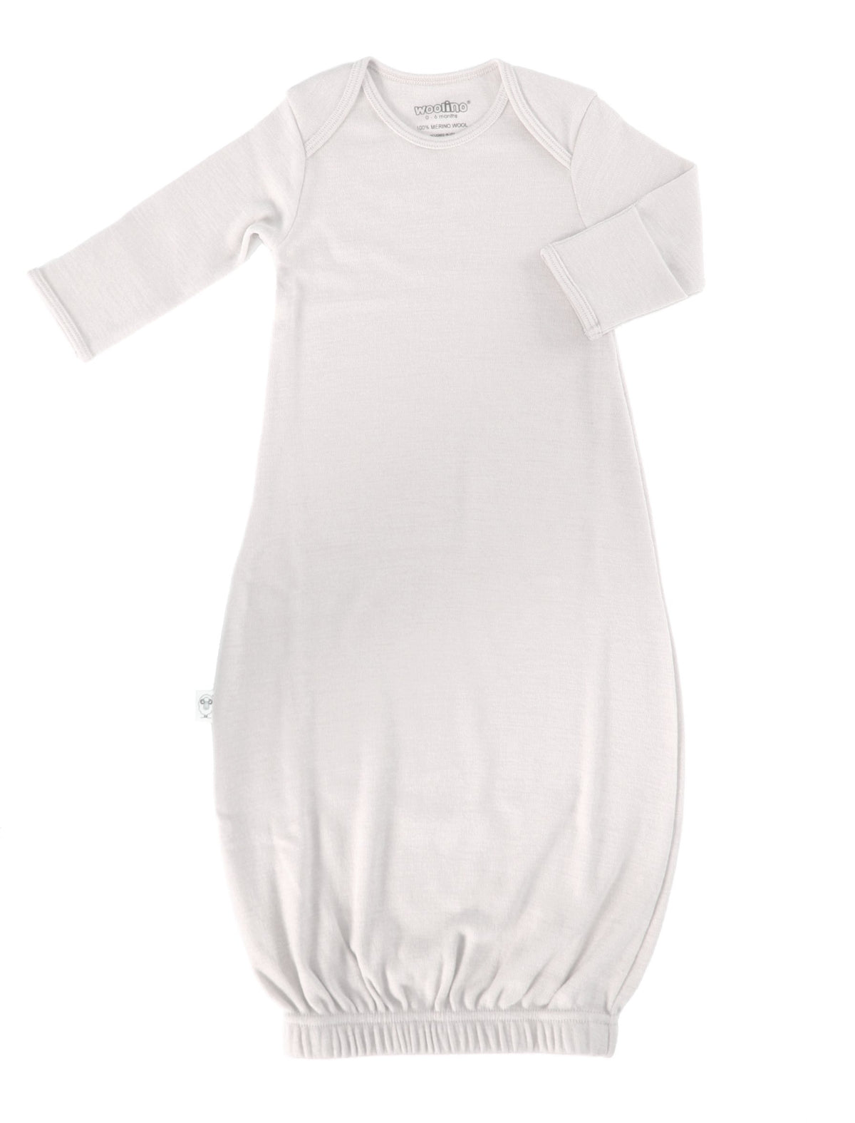 Woolino Infant Nightgown closeup of 100% Merino fabric showing breathable softness.