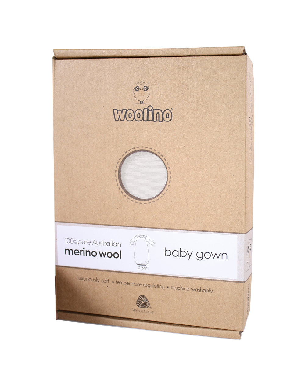 Woolino Infant Nightgown in a calm nursery demonstrates temperature regulation benefits.