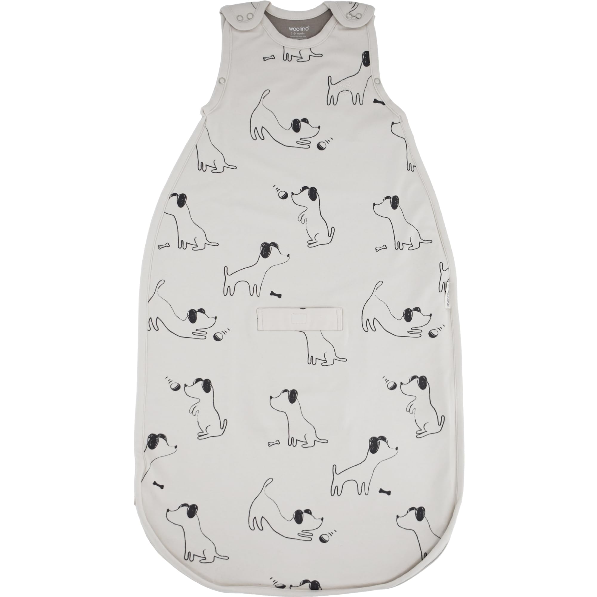 Woolino sleep sack with merino wool lining for temperature regulation.