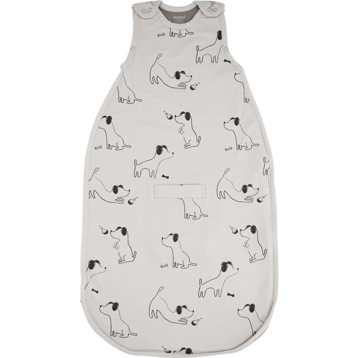Woolino sleep sack with merino wool lining for temperature regulation.