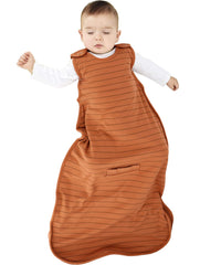 Woolino merino sleep sack rust on baby for year-round comfort.