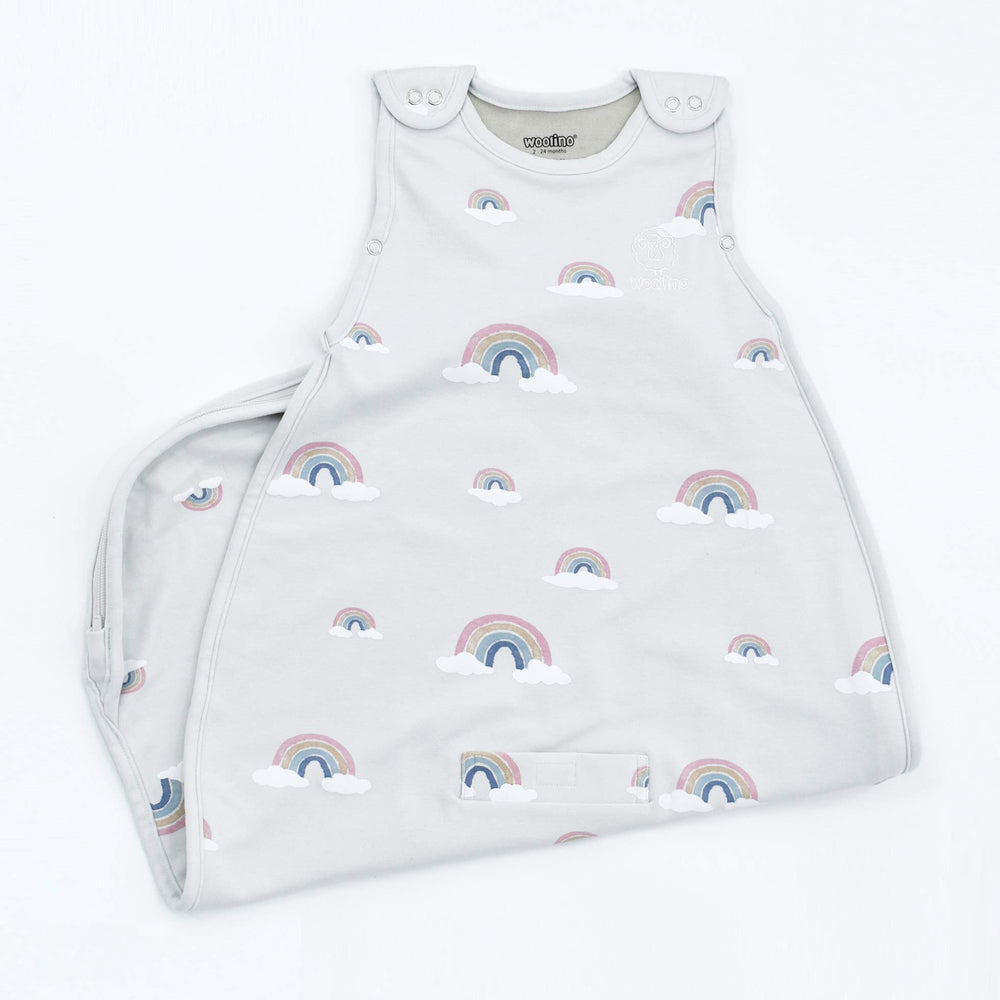 Woolino sleep sack two-way zipper eases dressing and diaper changes