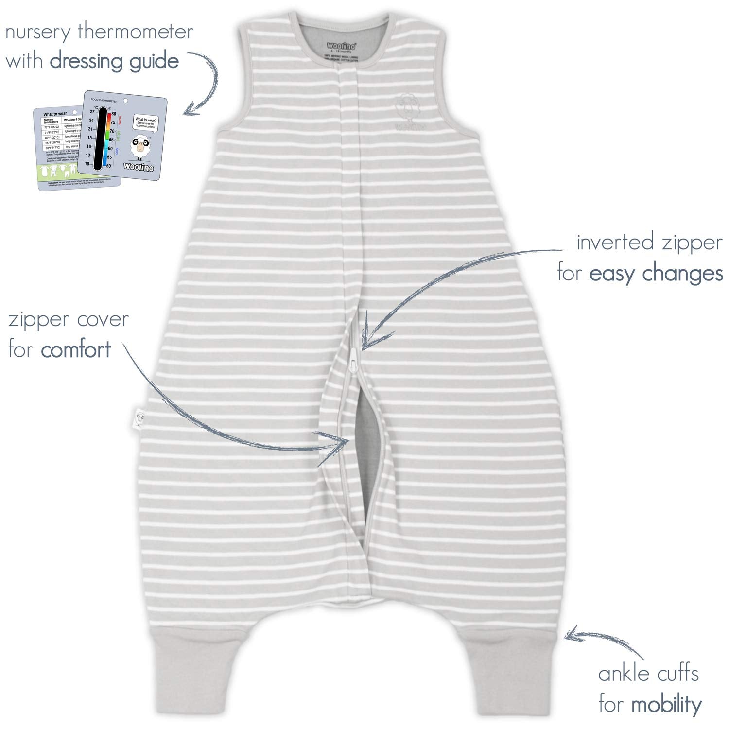 Woolino size 6-18 months label helping parents choose the right fit.