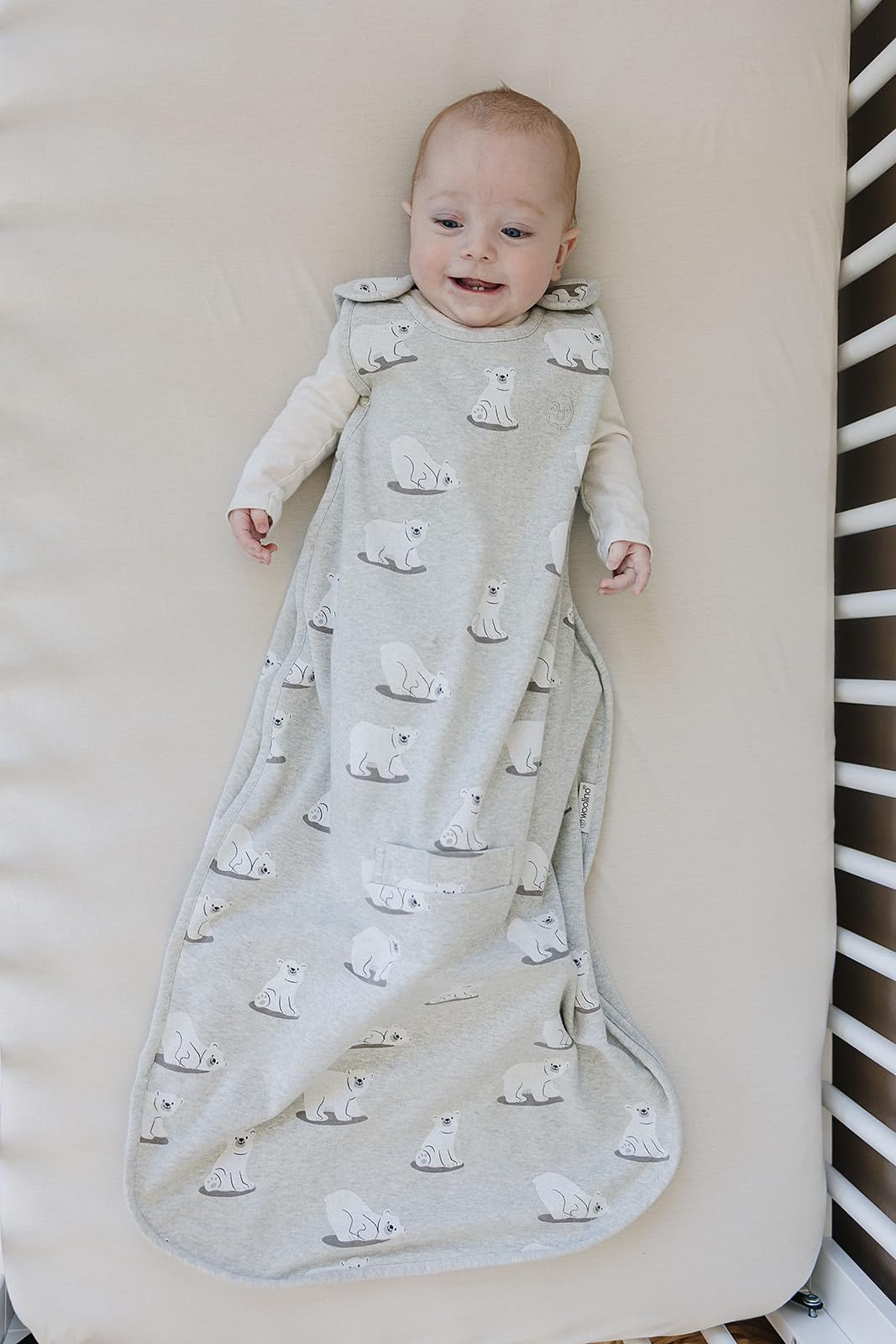 Woolino seat-belt-slots close-up enables easy transfer between stroller and crib