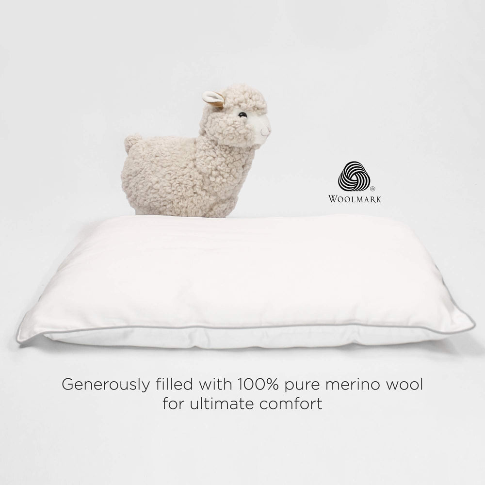 Woolino toddler pillow travel-14x19 closeup demonstrates compact on-the-go comfort.