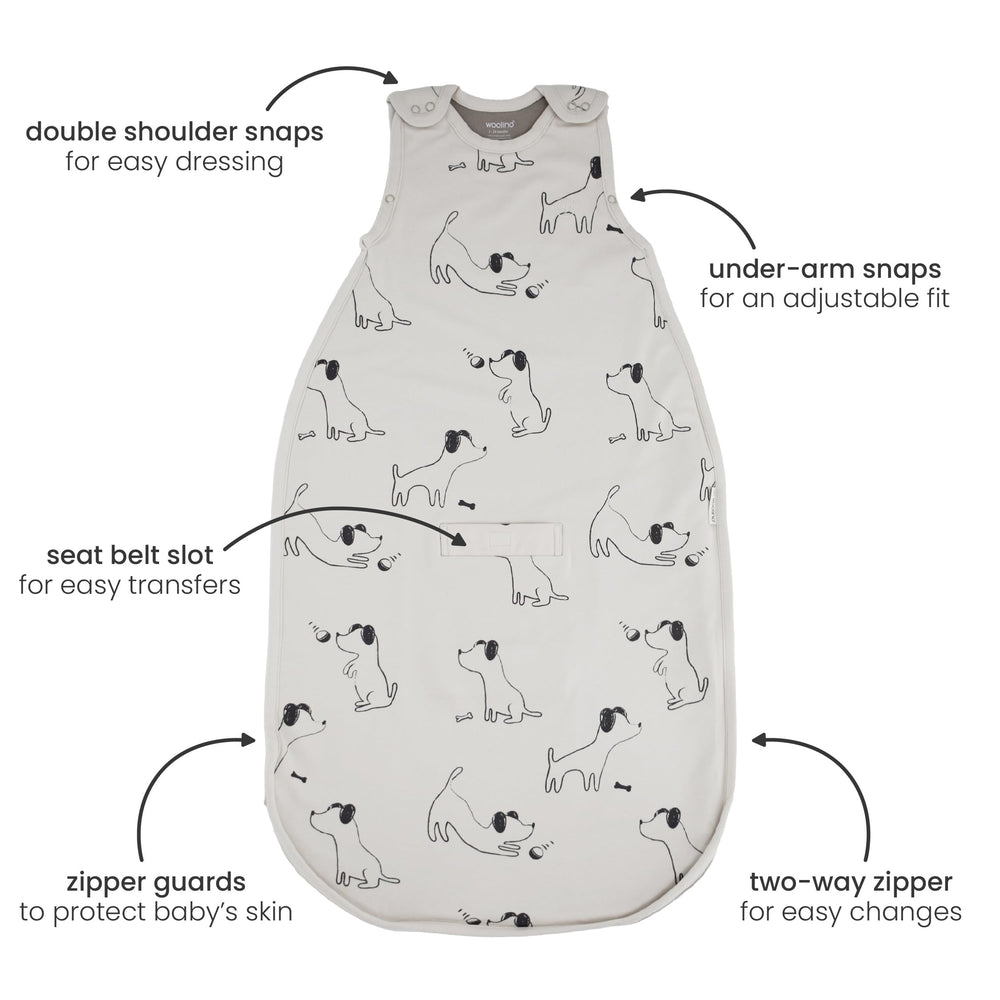Woolino Toddler Sleeping Bag merino-wool fabric provides breathable comfort.