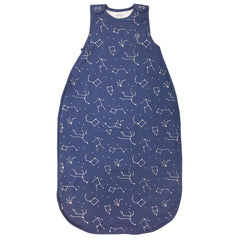 Woolino Toddler Sleeping Bag night sky folded shows cozy warmth and compact portability.