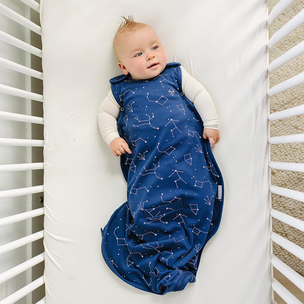 Woolino Toddler Sleeping Bag shoulder snaps feature for simple on/off wear.