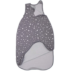 Woolino sleeping sack star gray shoulder snaps enable easy dressing