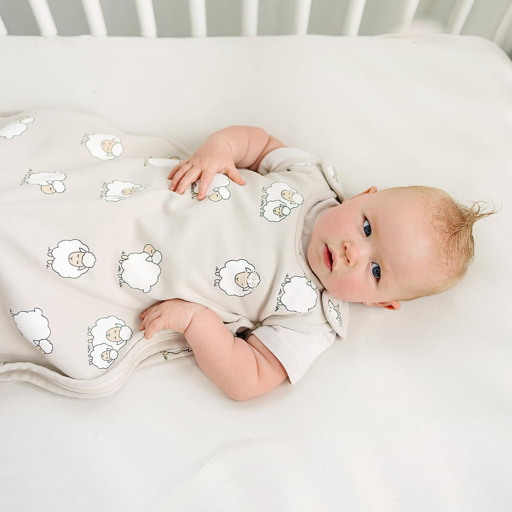 Woolino sleep sack with two-way zipper for easy dressing and diaper changes.