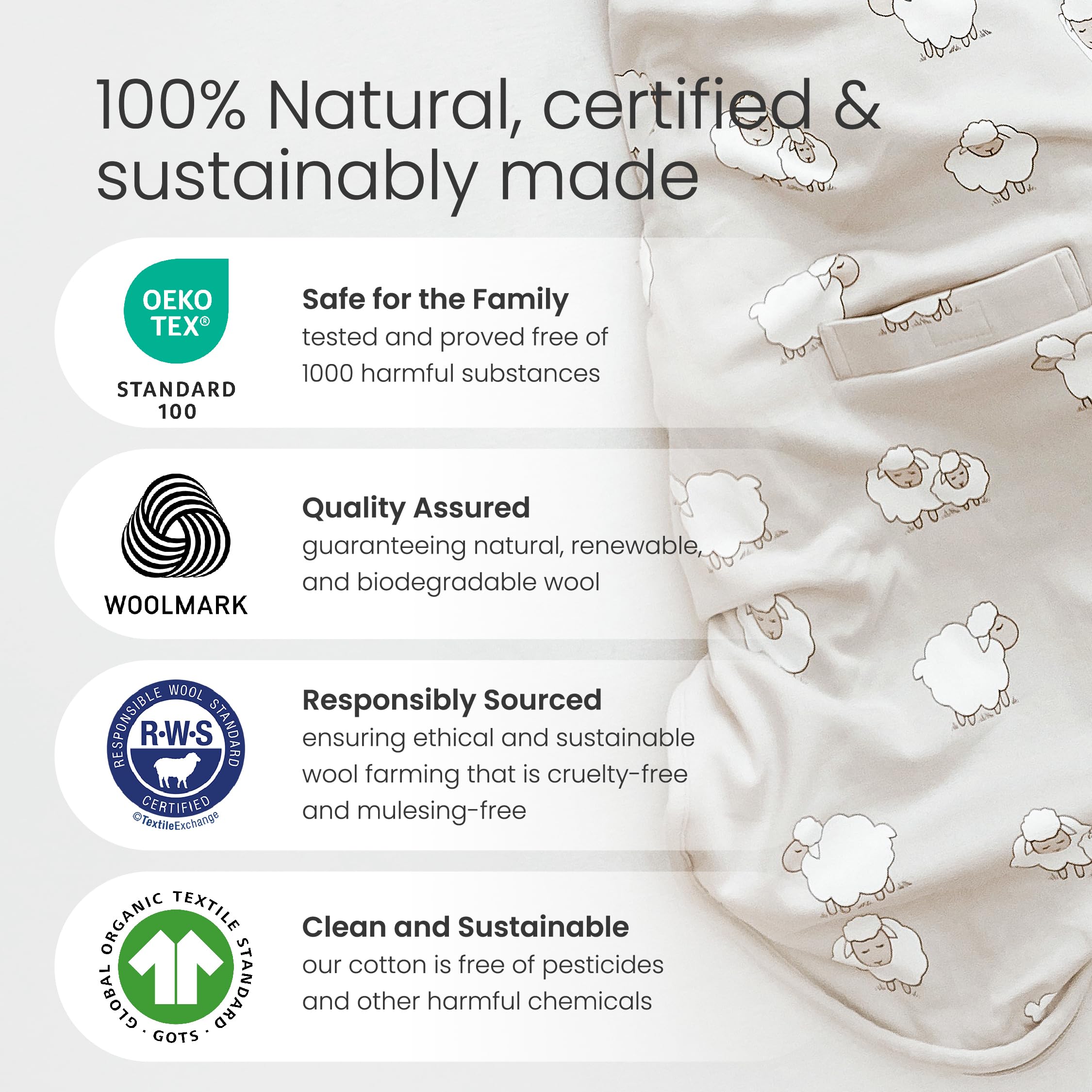 Woolino universal size fits 2 to 24 months for growing babies.