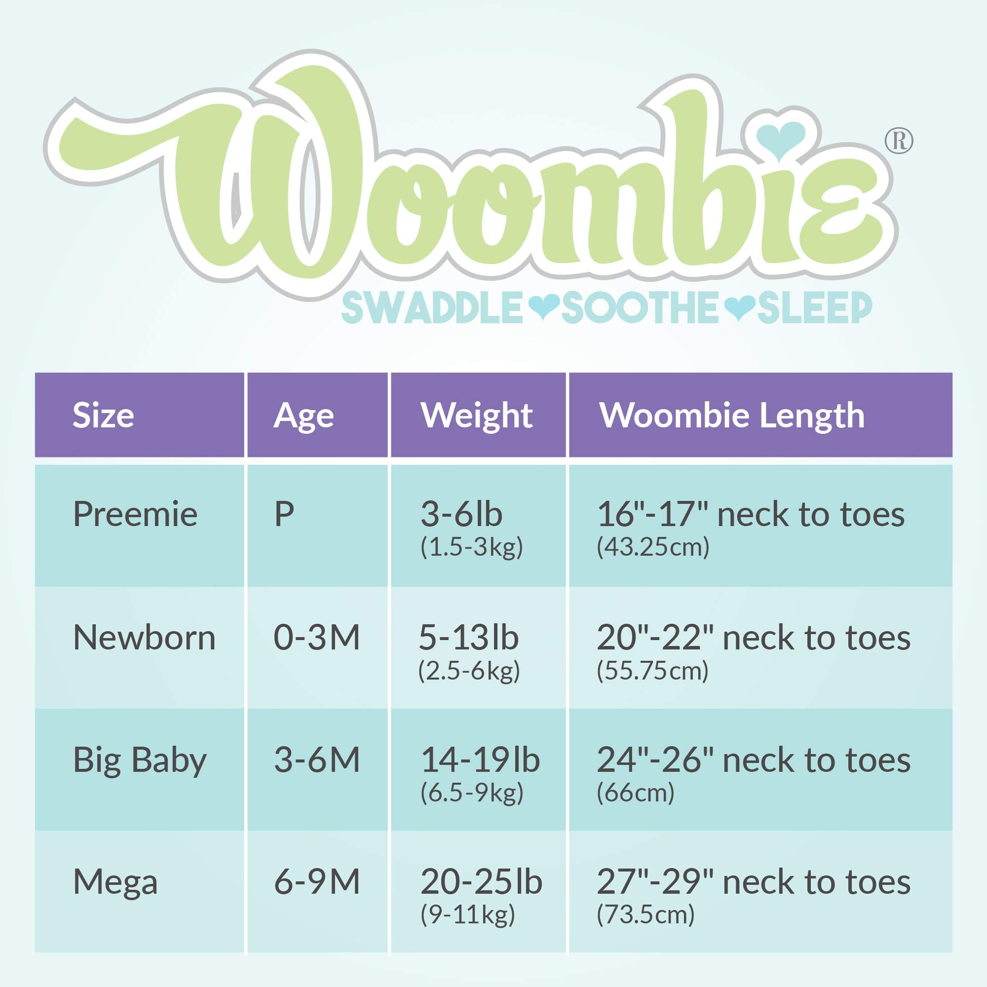 Woombie Stardust Elephant swaddle-gray two-way zipper for easy diaper changes.