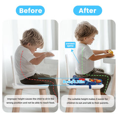 Wooshwa booster seat non-slip base keeps child secure.