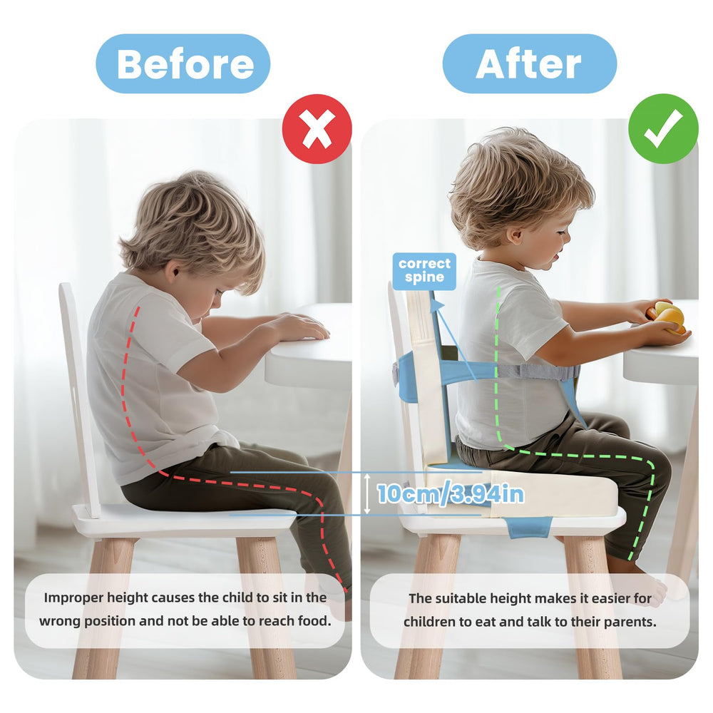 Wooshwa booster seat detachable cover simplifies cleaning after meals.